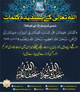 Read more about the article اللہ تعالی کے پسندیدہ کلمات