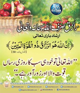 Read more about the article رازق صرف اللہ سبحانہ وتعالی