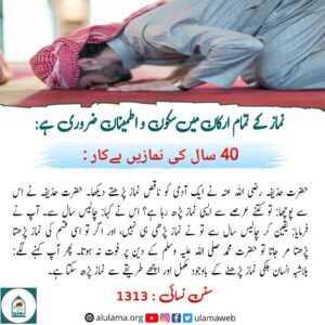 Read more about the article نماز کے تمام ارکان میں سکون و اطمینان ضروری  ہے