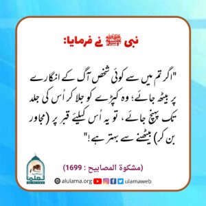 Read more about the article آگ کے انگارے پر بیٹھنا قبر پر مجاور بن کر بیٹھنے سے بہتر ہے