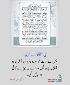 Read more about the article سورۃ البقرۃ کی آخری دو آیات ہر چیز سے کافی ہو جاتی ہیں