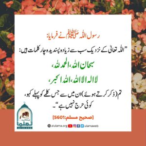 Read more about the article اللہ تعالی کے نزدیک سب سے زیادہ پسندیدہ چار کلمات ہیں