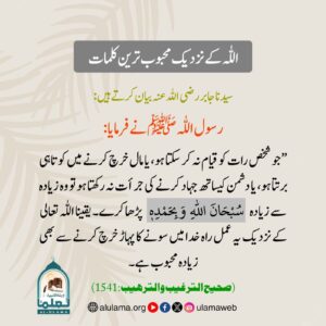 Read more about the article اللہ کے نزدیک محبوب ترین کلمات