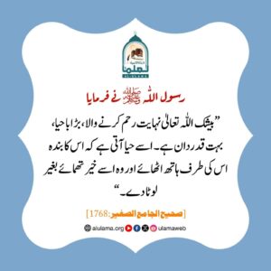 Read more about the article اللہ کو حیا آتی ہے کہ وہ اپنے بندے کے ہاتھ خالی لوٹائے