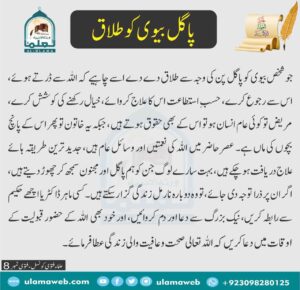 Read more about the article پاگل بیوی کو طلاق