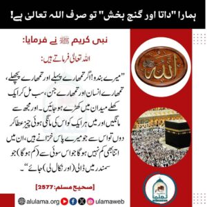 ہمارا داتا اور گنج بخش تو صرف اللہ تعالی ہے