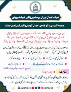 جمعہ کے دن پانچ خاص اعمال کرنے والے کے لیے جنت